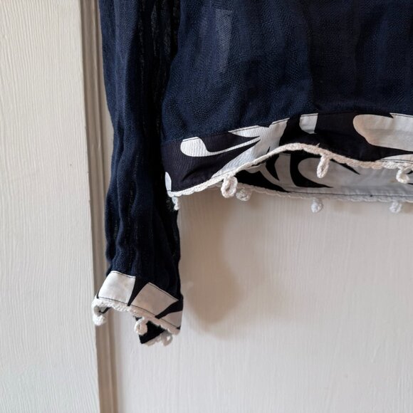 Tory Burch | Floral Fabric Trimmed Square-Neck Blouse - Picture 4 of 12